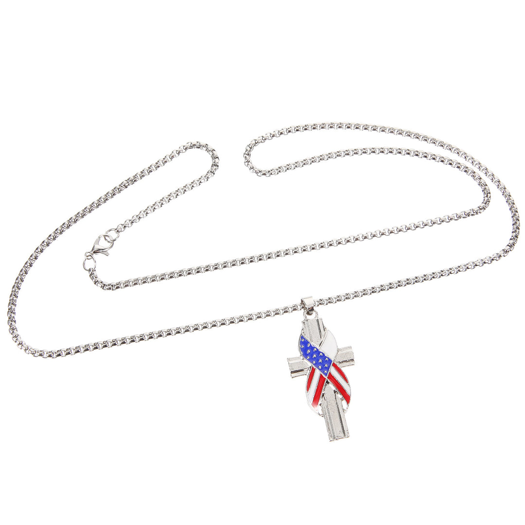 Christianartworkshop Modern Style American Flag Icon Cross Pendant Alloy Necklace - image 4