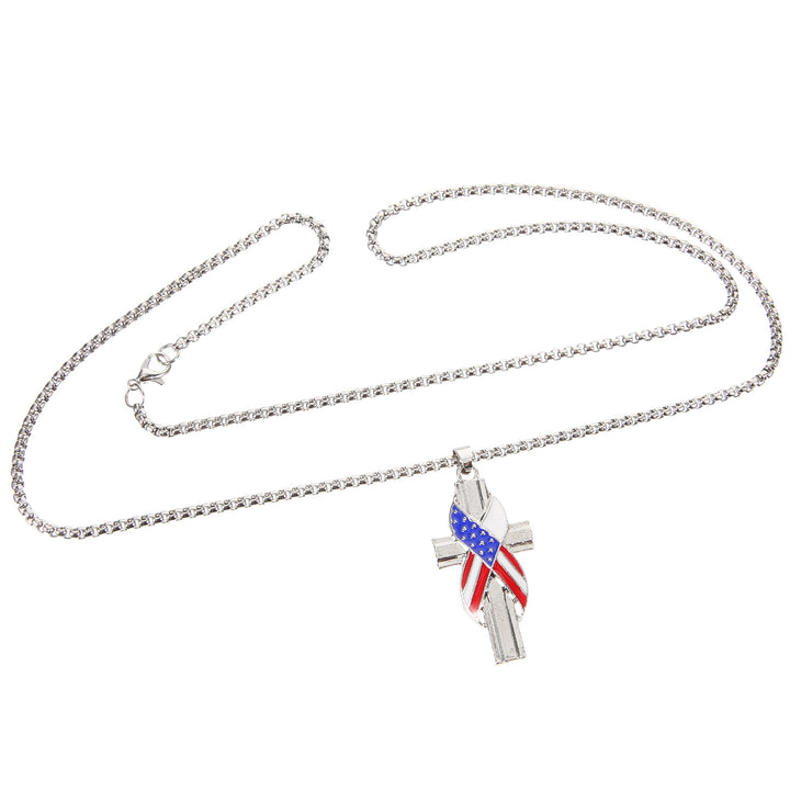 Christianartworkshop Modern Style American Flag Icon Cross Pendant Alloy Necklace - image 4