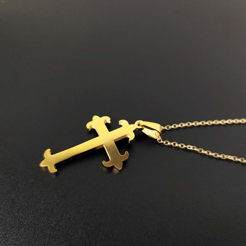 Christianartworkshop2 Minimalist Style Cross Golden Pendant Stainless Steel Necklace - Cross-2 - image 2
