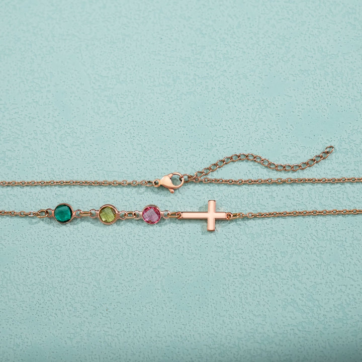 Christianartworkshop Modern Style Birthstones Cross Chain Necklace - image 4