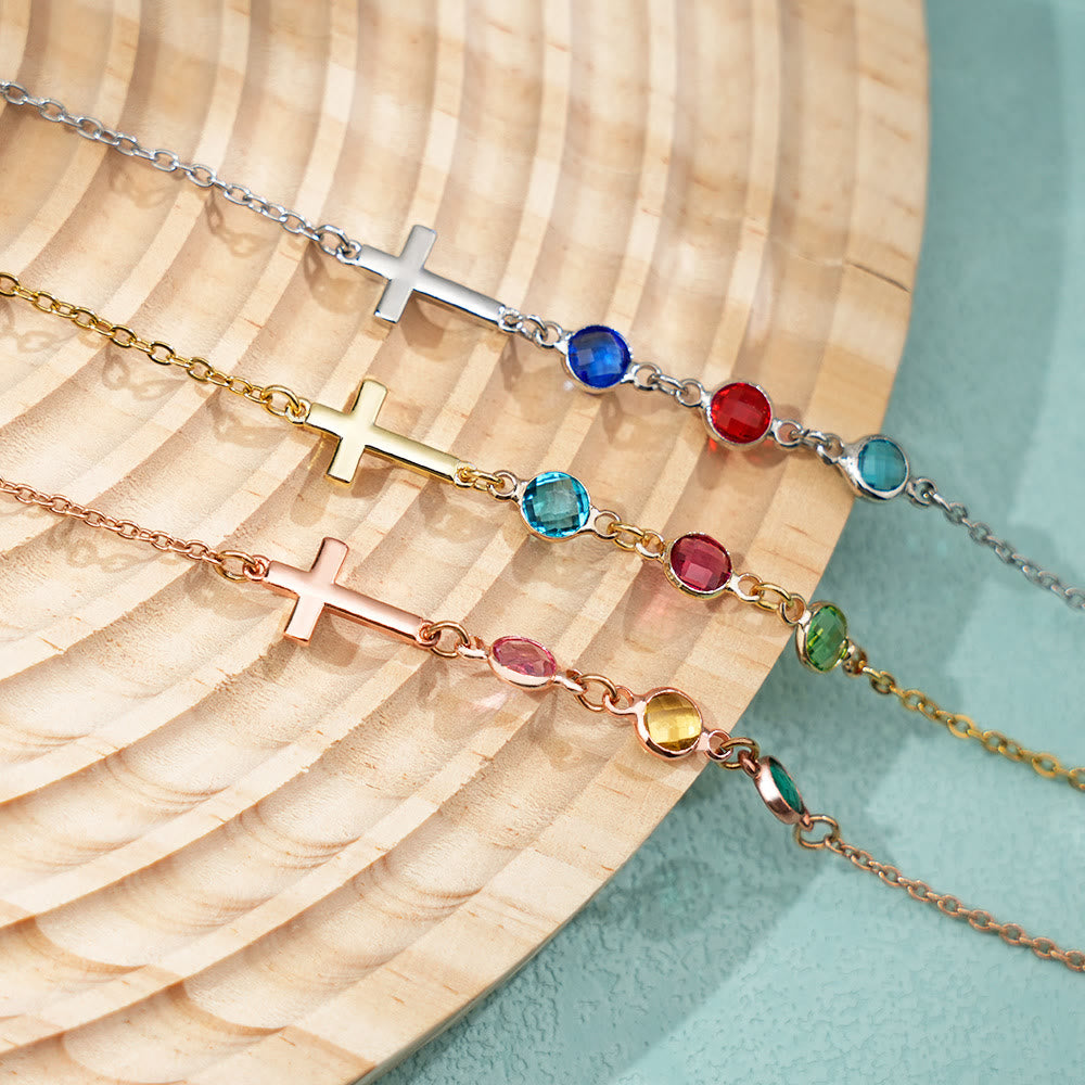 Christianartworkshop Modern Style Birthstones Cross Chain Necklace - image 2