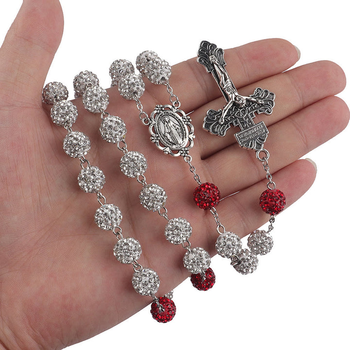 Christianartworkshop Miraculous Medal & Crucifix of 8 mm Round Silver Metal Gems Alloy Chain Rosary - image 5