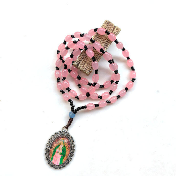 Christianartworkshop Classic Style 9 Icons of Saints(Jesus & Virgin Mary) Pendant Necklace - Pink-Our Lady of Guadalupe - image 13