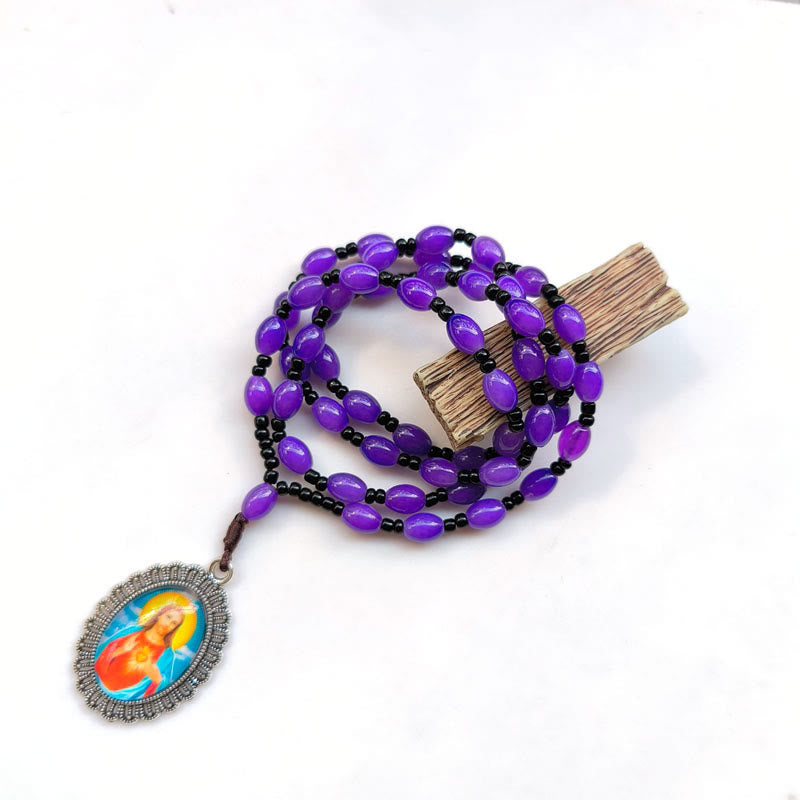 Christianartworkshop Classic Style 9 Icons of Saints(Jesus & Virgin Mary) Pendant Necklace - Purple-Jesus Sacred Heart - image 8