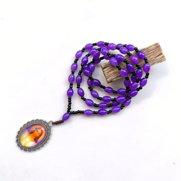 Christianartworkshop Classic Style 9 Icons of Saints(Jesus & Virgin Mary) Pendant Necklace - Purple-Jesus - image 7