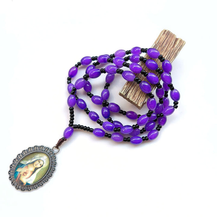 Christianartworkshop Classic Style 9 Icons of Saints(Jesus & Virgin Mary) Pendant Necklace - Purple-Immaculate Heart of Mary - image 6