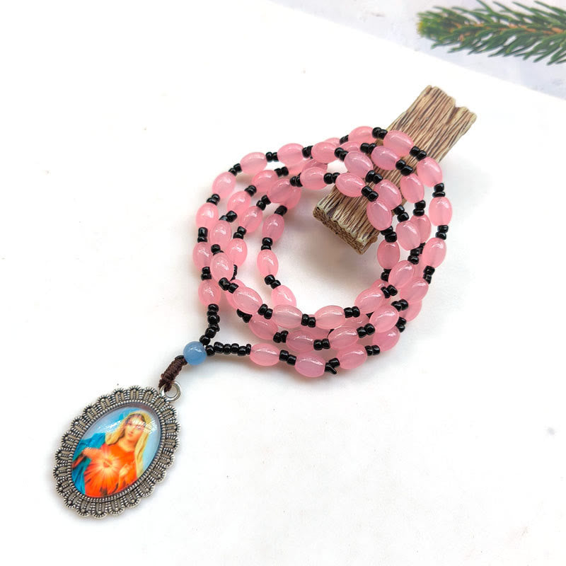 Christianartworkshop Classic Style 9 Icons of Saints(Jesus & Virgin Mary) Pendant Necklace - Pink-Immaculate Heart of Mary 2 - image 12