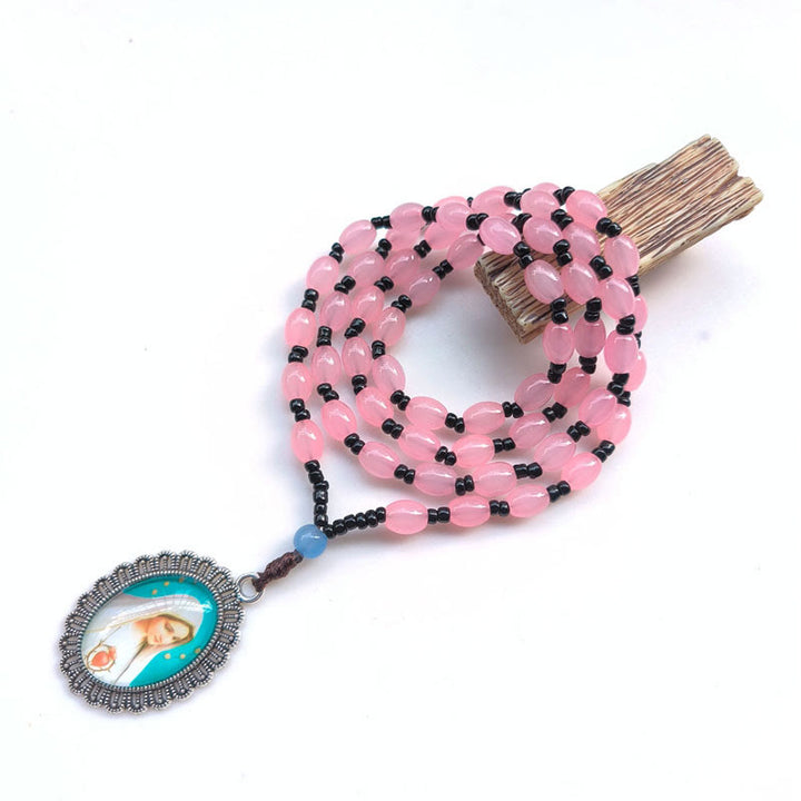 Christianartworkshop Classic Style 9 Icons of Saints(Jesus & Virgin Mary) Pendant Necklace - Pink-Our Lady of Fátima - image 10