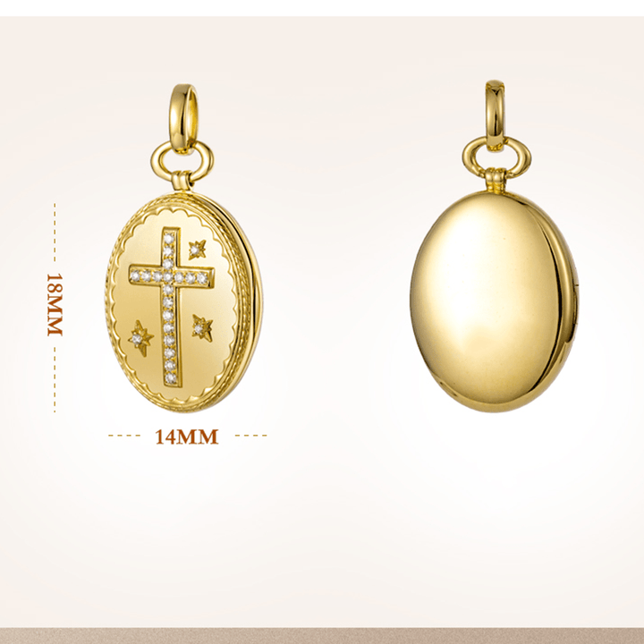 Christianartworkshop 18K Gold Diamond-set Modern Style Cross Treasure Box Pendant Necklace - image 4