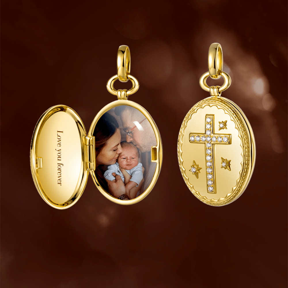 Christianartworkshop 18K Gold Diamond-set Modern Style Cross Treasure Box Pendant Necklace - image 2