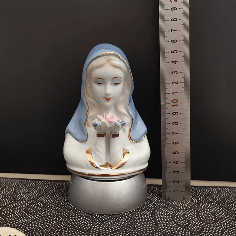 Christianartworkshop Classic Style White-blue Ceramic Virgin Mary Figurine Stereoscopic Desktop Ornaments - image 4