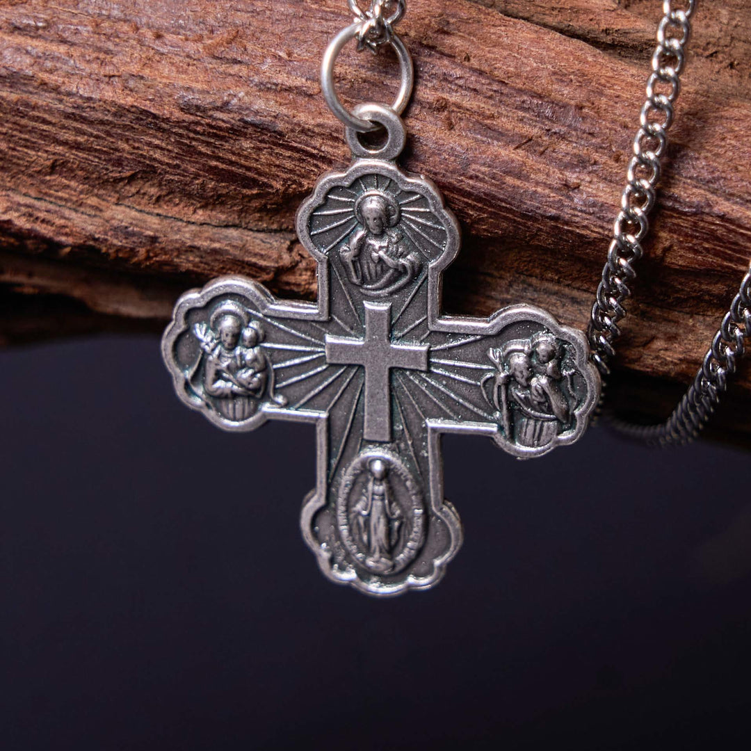Christianartworkshop Classic Style Carmelite Five-in-One Four-Way Cross Pendant Alloy Necklace - image 5