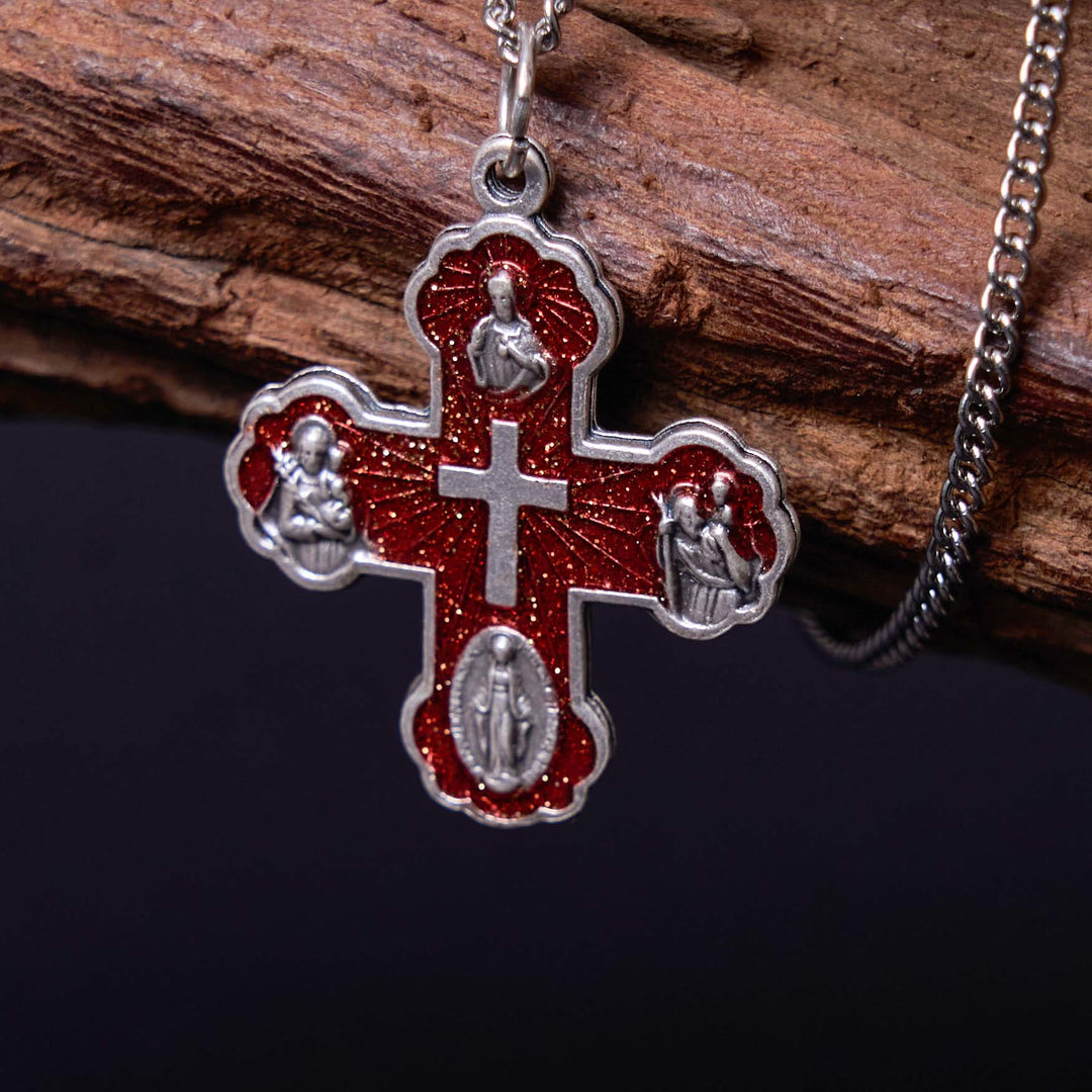 Christianartworkshop Classic Style Carmelite Five-in-One Four-Way Cross Pendant Alloy Necklace - image 4