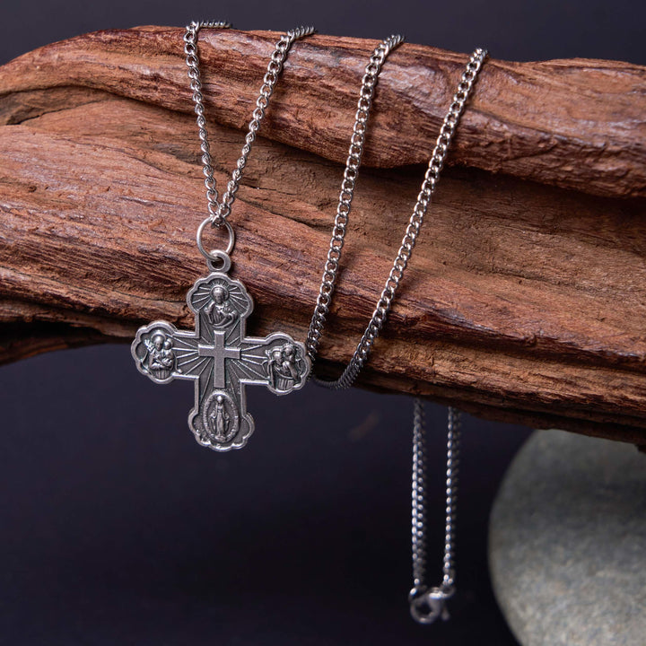 Christianartworkshop Classic Style Carmelite Five-in-One Four-Way Cross Pendant Alloy Necklace - Silver - image 3