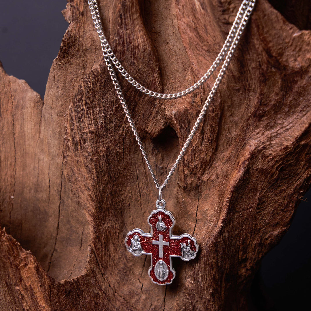 Christianartworkshop Classic Style Carmelite Five-in-One Four-Way Cross Pendant Alloy Necklace - image 8