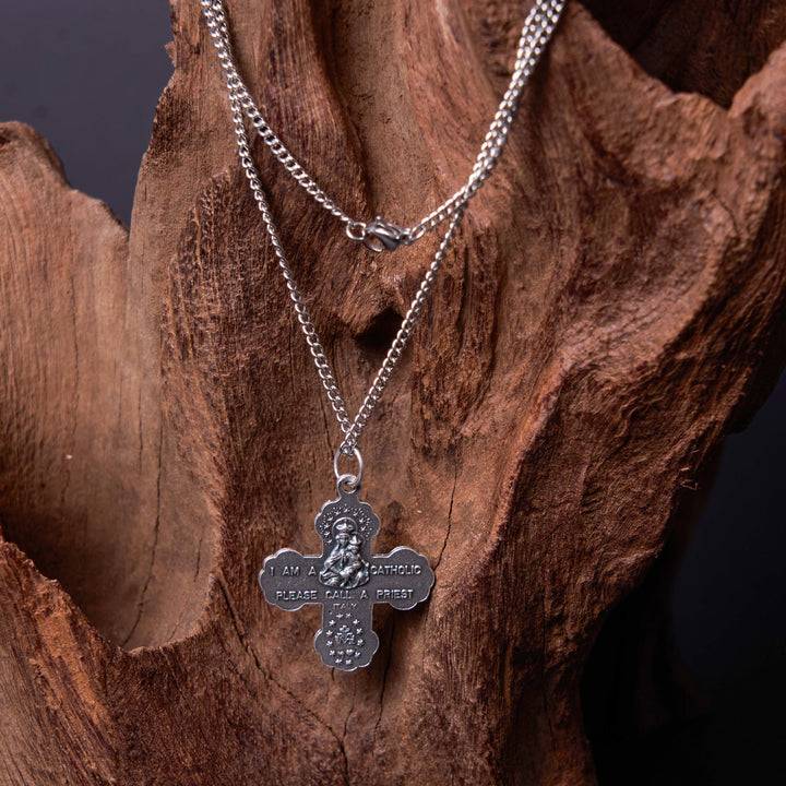 Christianartworkshop Classic Style Carmelite Five-in-One Four-Way Cross Pendant Alloy Necklace - image 9