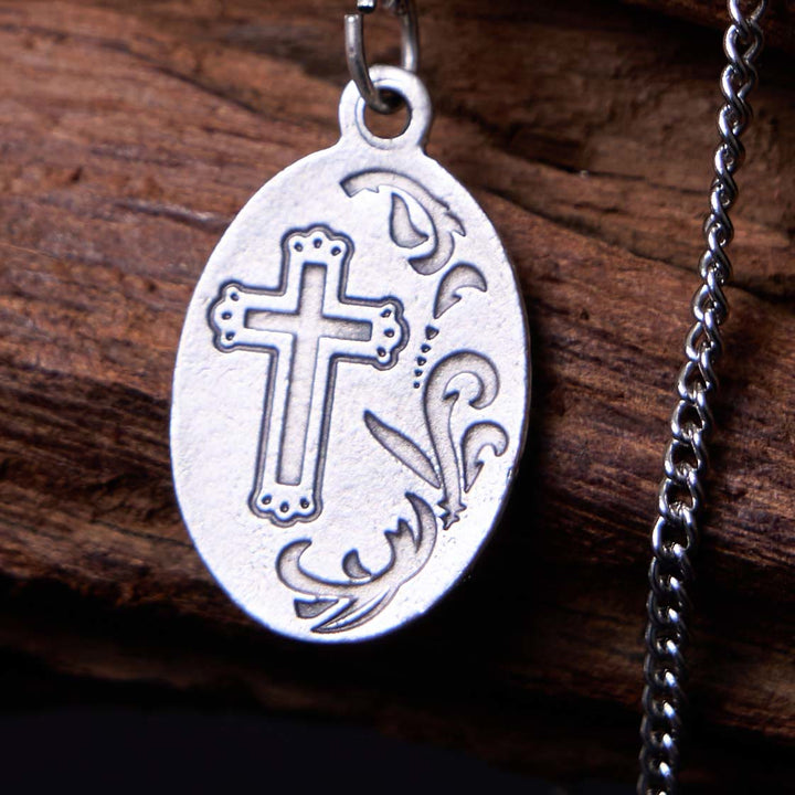 Christianartworkshop Classic Style Sacred Heart of Jesus Cross Flower Pendant Necklace - image 4