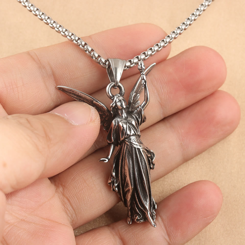 Christianartworkshop Classic Style Heavenly Protection Guardian Angel Titanium Pendant Necklace - image 3