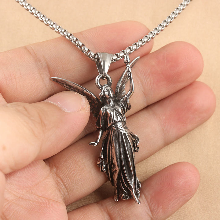 Christianartworkshop Classic Style Heavenly Protection Guardian Angel Titanium Pendant Necklace - image 3