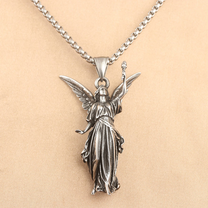Christianartworkshop Classic Style Heavenly Protection Guardian Angel Titanium Pendant Necklace - Guardian Angel - image 1