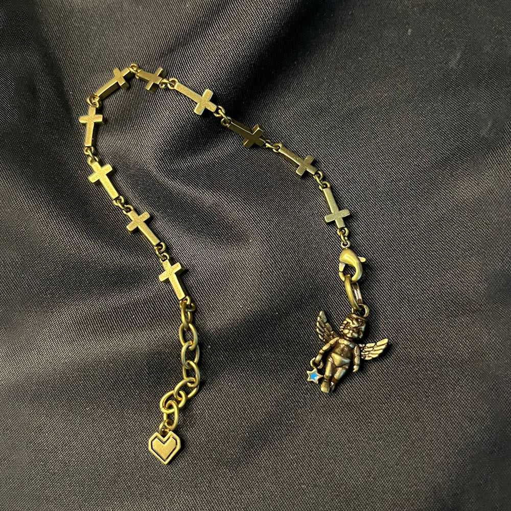 Christianartworkshop Retro Style Bronze Lucky Star Angel & Heart Cross Bracelet - image 4