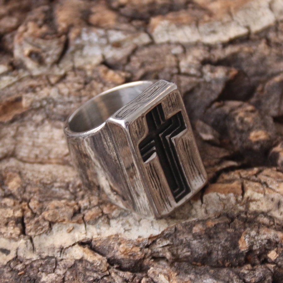 Christianartworkshop Retro Minimalist Style Broadside Cross Ring - image 3
