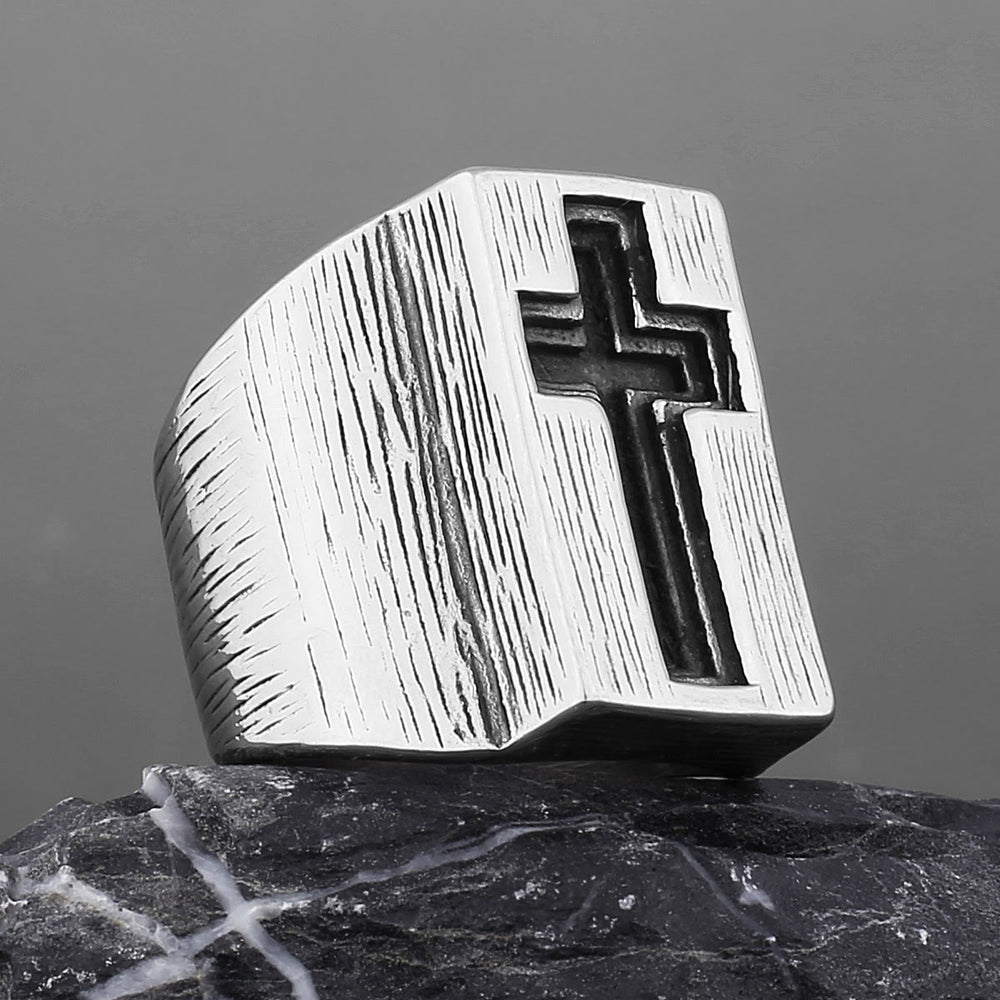 Christianartworkshop Retro Minimalist Style Broadside Cross Ring - image 2