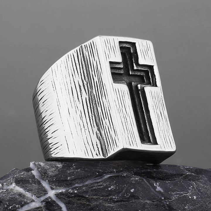 Christianartworkshop Retro Minimalist Style Broadside Cross Ring - image 2