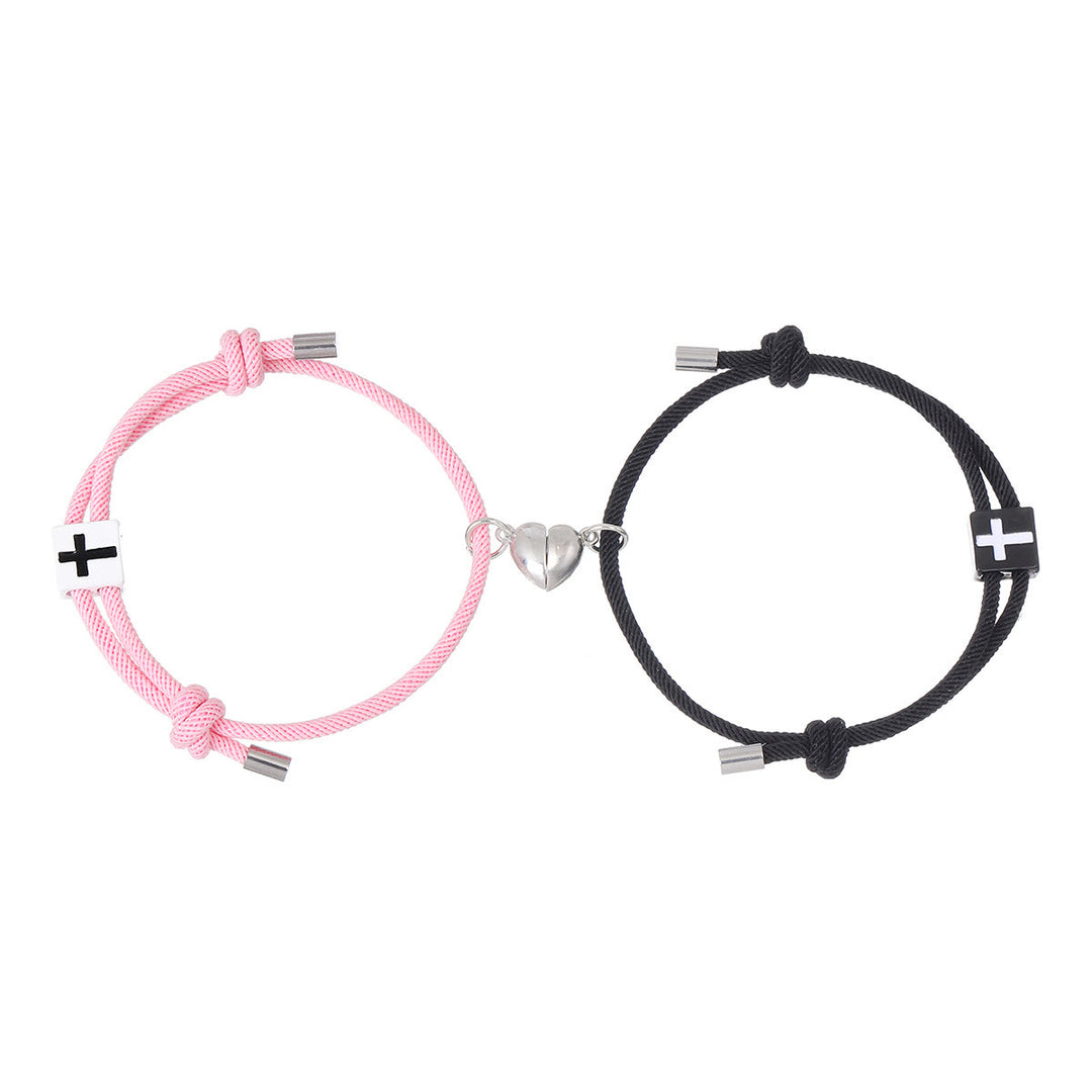 Christianartworkshop Minimalist Style Heart Magnet Alloy Cross Adjustable Couple Bracelet - image 8