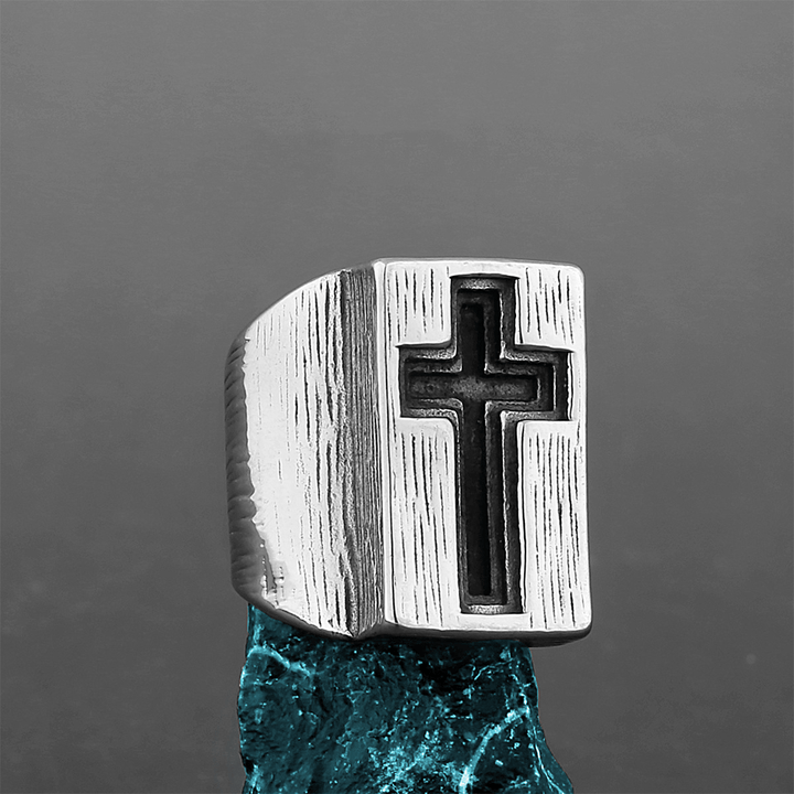 Christianartworkshop Retro Minimalist Style Broadside Cross Ring - US13 - image 1