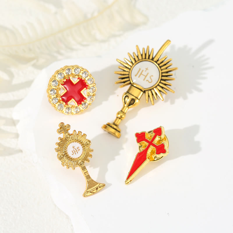 Christianartworkshop 4pcs/set Retro Fresh Style Anti-exposure Pin Fashion Religion Brooch - 4pcs/set - image 1