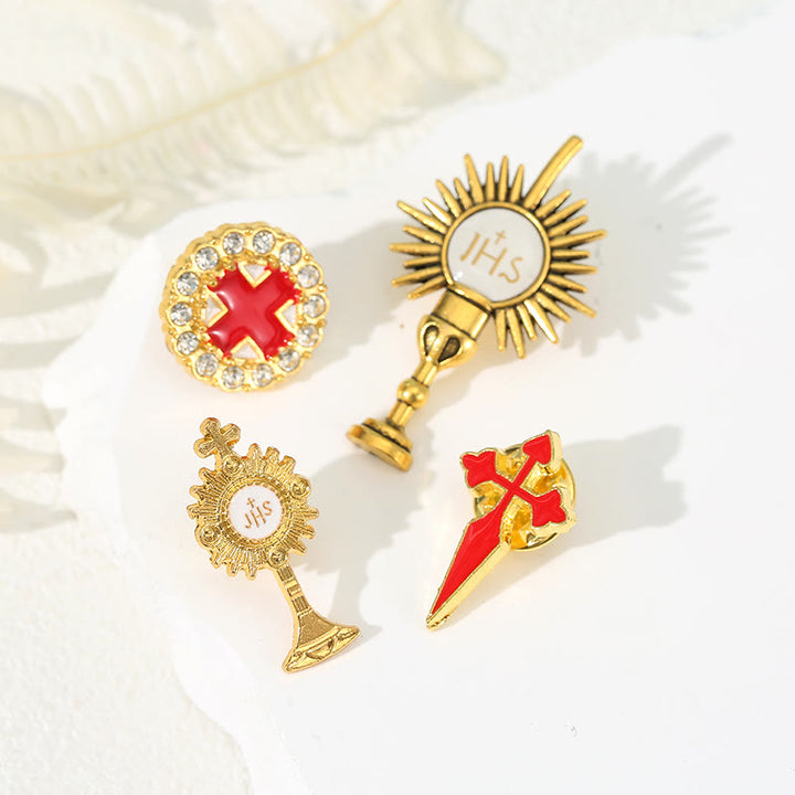 Christianartworkshop 4pcs/set Retro Fresh Style Anti-exposure Pin Fashion Religion Brooch - 4pcs/set - image 1