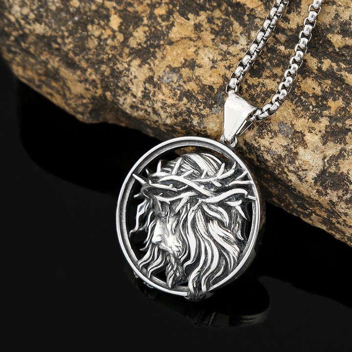 Christianartworkshop Retro Punk Style Crown of Thorns of Jesus Pendant Necklace - Crown of Thorns of Jesus Necklace - image 1