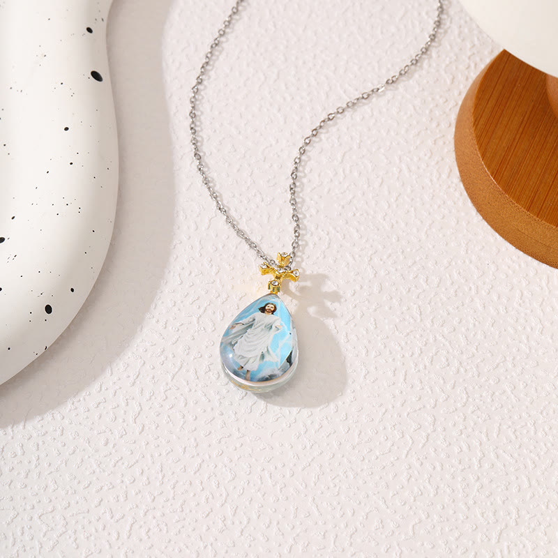 Christianartworkshop Simple Fashion Style Crystal Jesus Series Pendant Necklace - Style E - image 6