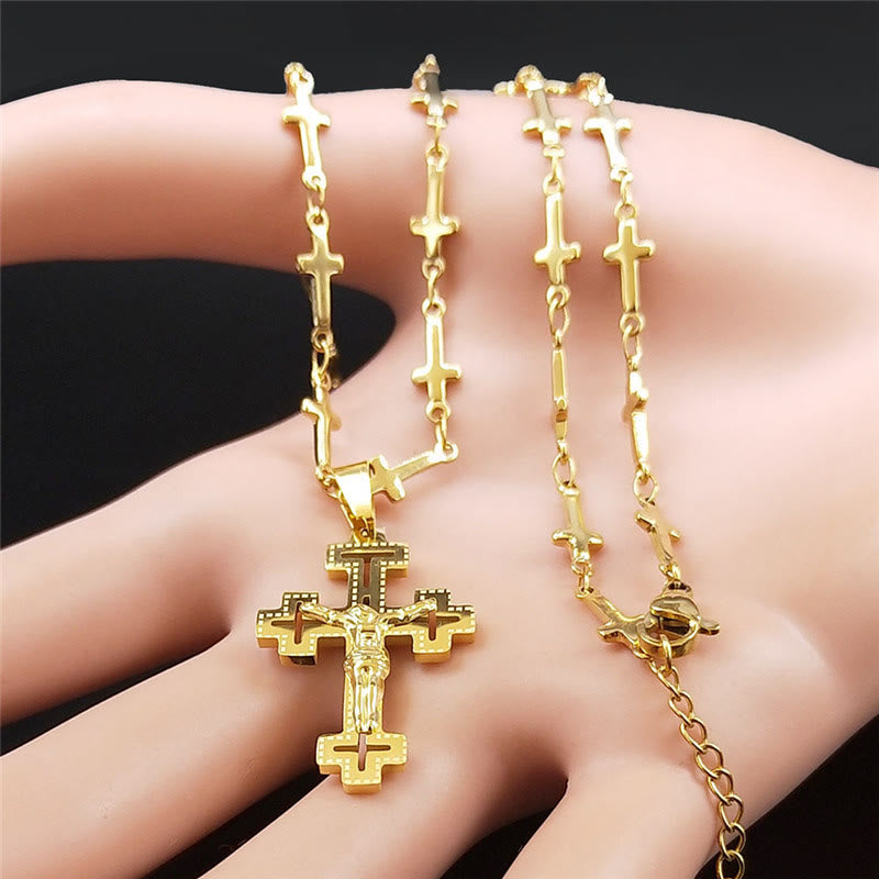 Christianartworkshop Retro Noble Style Crucifix with Cross Chain Pendant Necklace - image 5