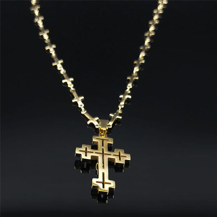 Christianartworkshop Retro Noble Style Crucifix with Cross Chain Pendant Necklace - image 3
