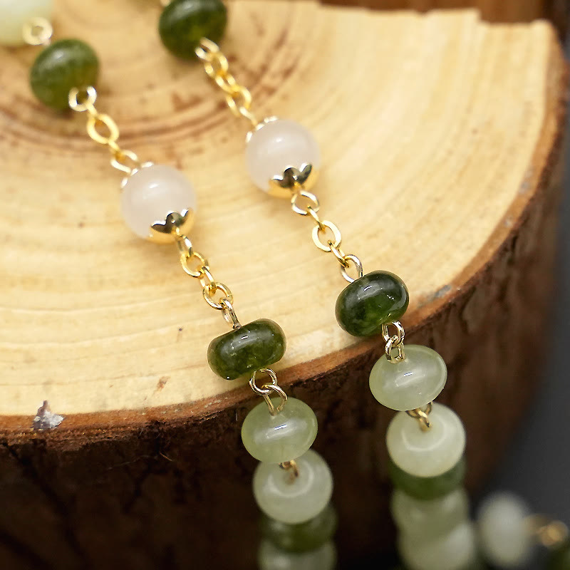 Christianartworkshop Holy Grail & Crucifix with Eucharistic of 5*8 mm Round Green Chalcedony Alloy Chain Rosary - image 8