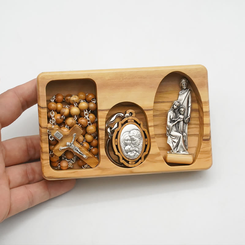 Christianartworkshop Handmade Religious Devotional Olive Wood Holy Family Rosary Set - image 8