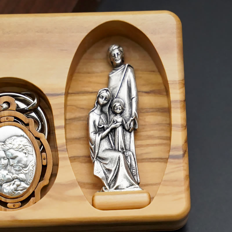 Christianartworkshop Handmade Religious Devotional Olive Wood Holy Family Rosary Set - image 4