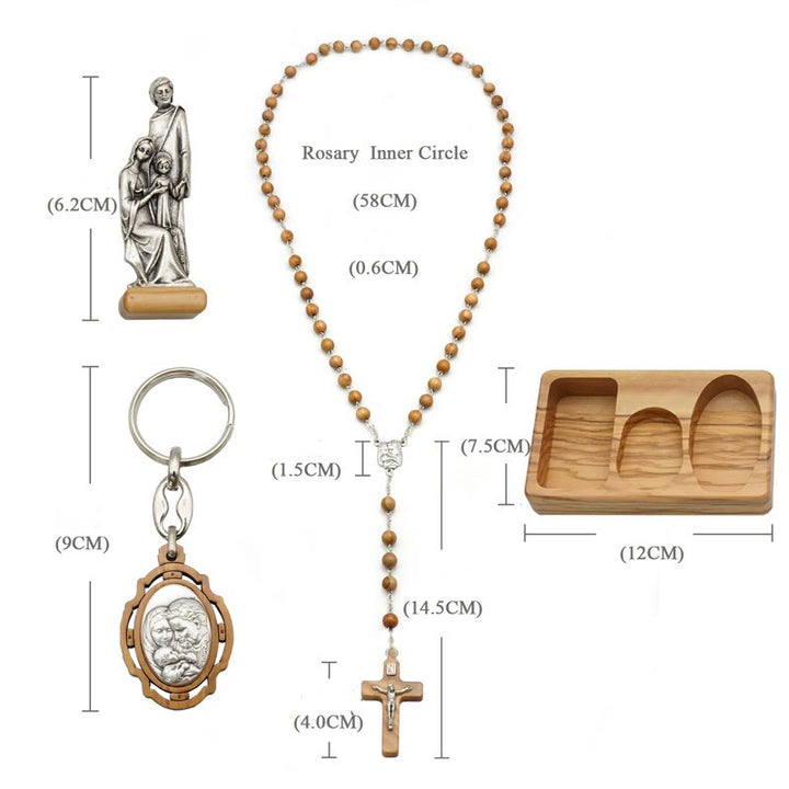 Christianartworkshop Handmade Religious Devotional Olive Wood Holy Family Rosary Set - image 10