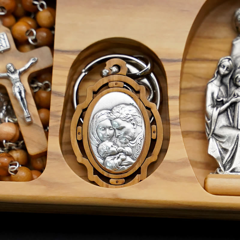 Christianartworkshop Handmade Religious Devotional Olive Wood Holy Family Rosary Set - image 6