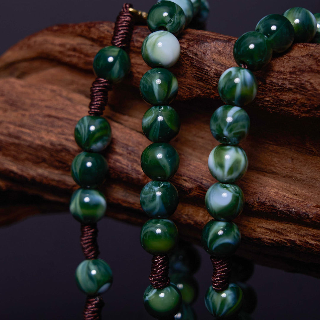 Christianartworkshop Our Lady of Guadalupe & Crucifix of 10 mm Round Green Agate Nylon Cord Rosary - image 6