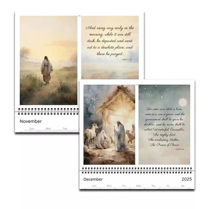 Christianartworkshop 2025 Jesus Christ A Year of Scripture Journey Desk Wall Calendar Ornaments - image 6