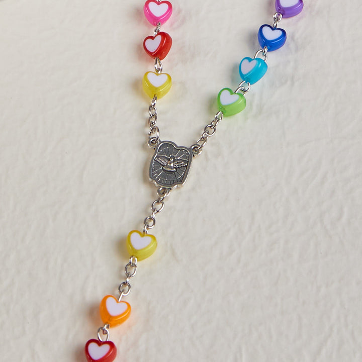 Rainbow Heart Colorful Rosary - image 7
