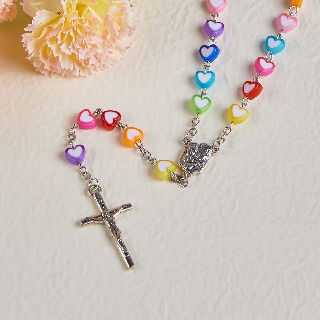 Rainbow Heart Colorful Rosary - image 6
