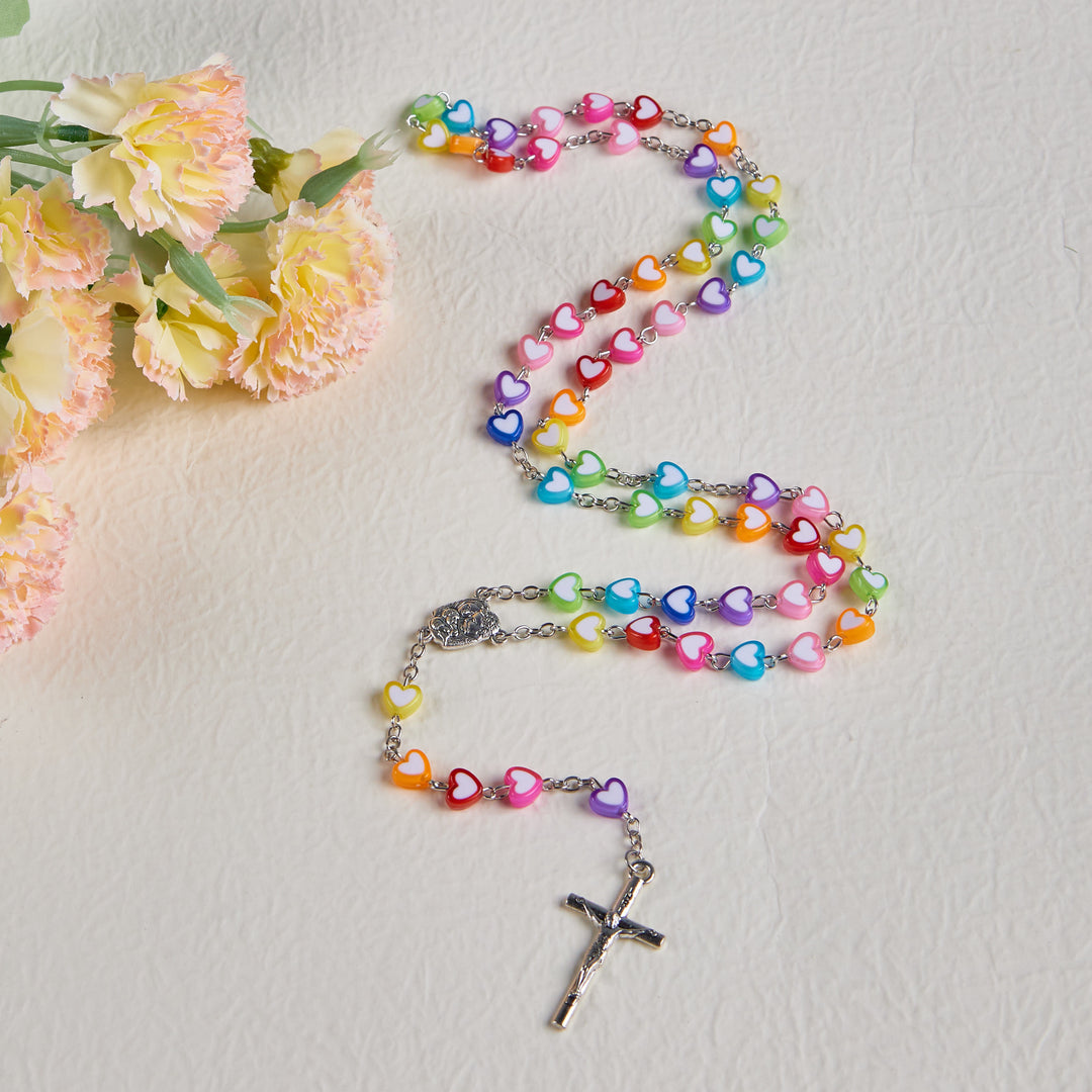 Rainbow Heart Colorful Rosary - image 4