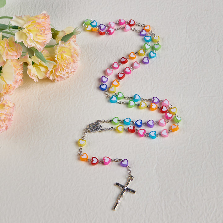Rainbow Heart Colorful Rosary - image 4