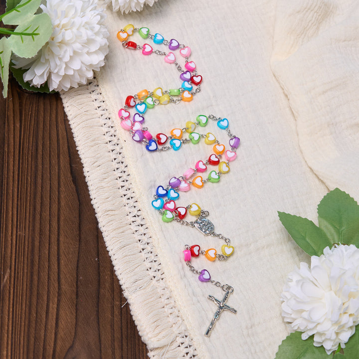 Rainbow Heart Colorful Rosary - Multicolor - image 1