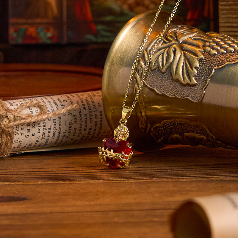 Christianartworkshop FAITH AS YOUR ARMOR: Red Gemstones Sacred Heart of Jesus Pendant Necklace - image 4