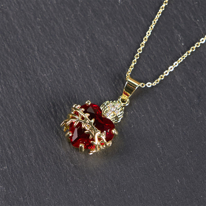 Christianartworkshop FAITH AS YOUR ARMOR: Red Gemstones Sacred Heart of Jesus Pendant Necklace - image 9